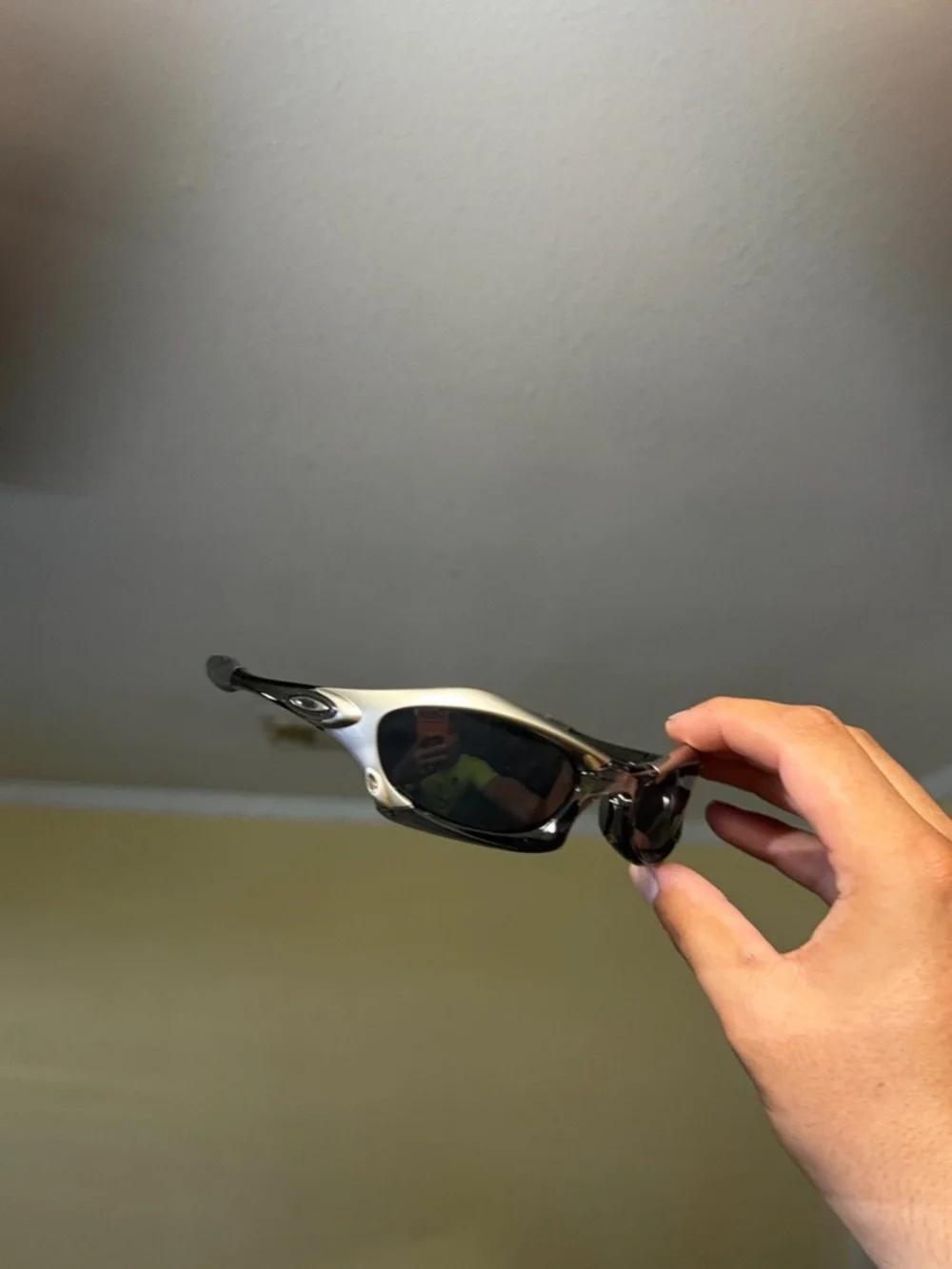 Oakley Silver/Black Wraparound Men's Sunglasses